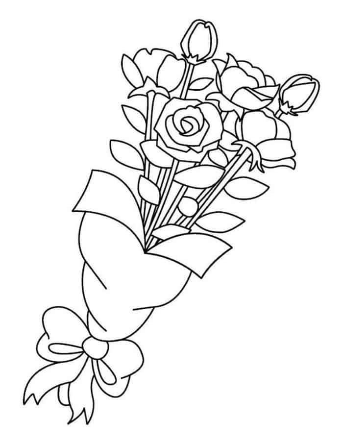 Rose Bouquet Coloring Pages