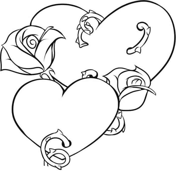 Rose Heart Coloring Pages