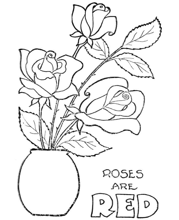 Rose Vase Coloring Pages