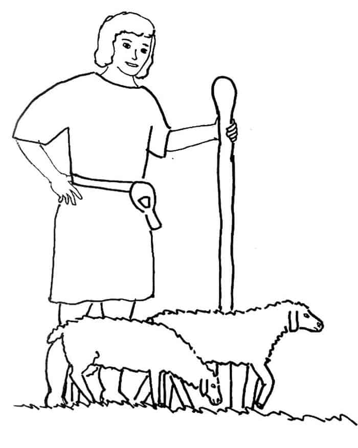 Shepherd And Sheep Coloring Pages