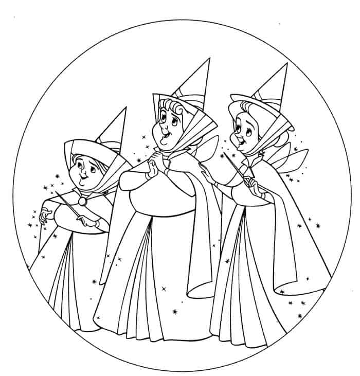 Sleeping Beauty Fairt God Mothers Coloring Pages