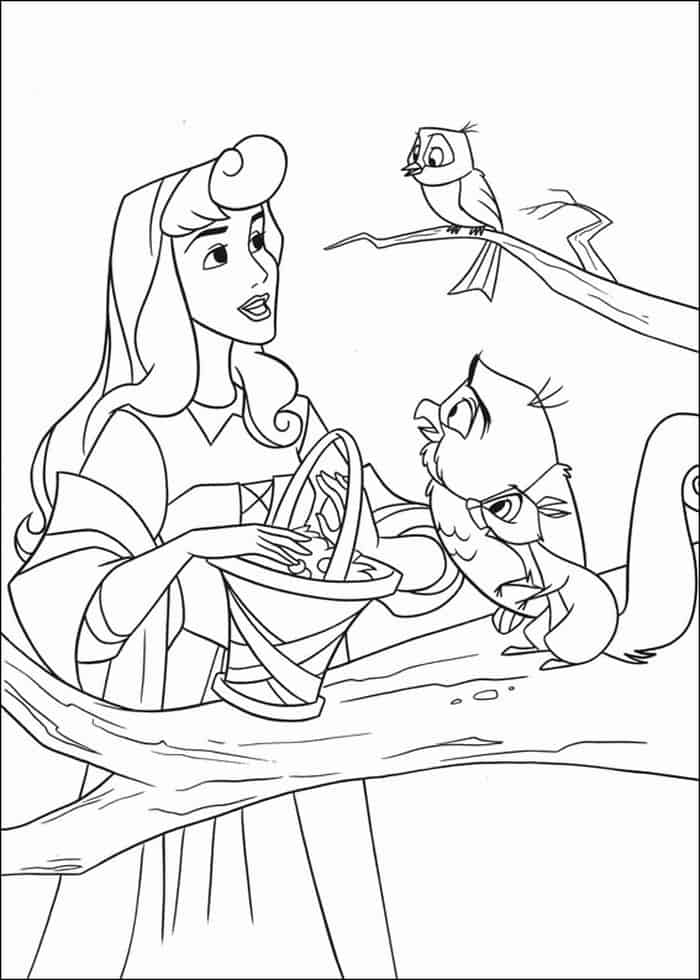 Sleeping Beauty Owl Coloring Pages