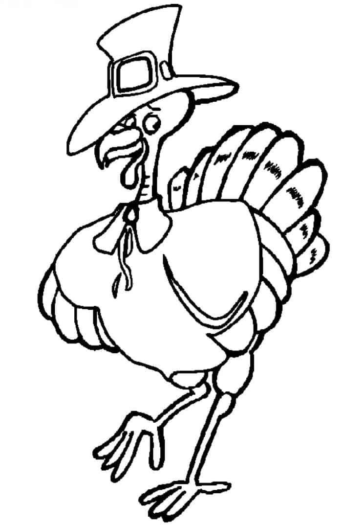 Turkey With Pilgrim Hat Coloring Pages