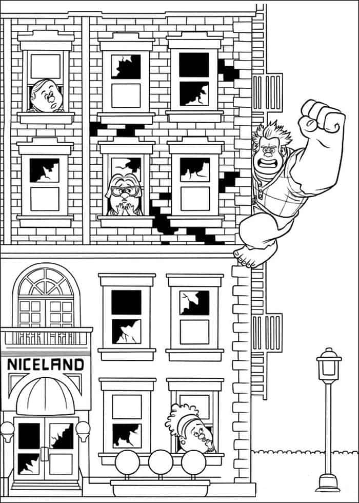 Wreck It Ralph Coloring Pages Destroying A Building