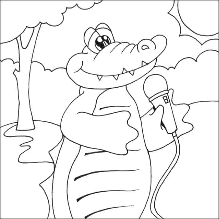 Alligator With School Supplies Coloring Pages
