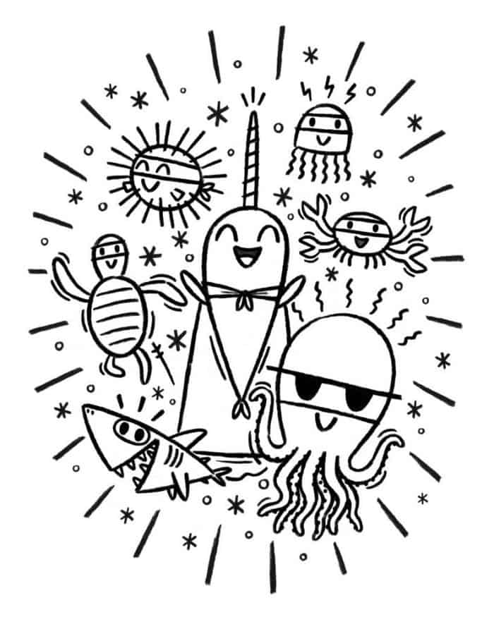 Cartoon Jellyfish Coloring Pages