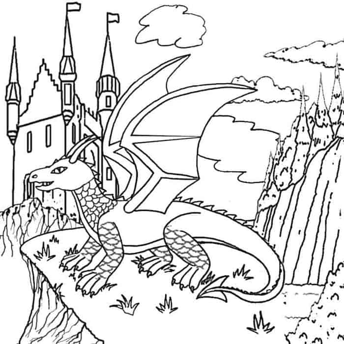 Castle And Dragon Coloring Pages