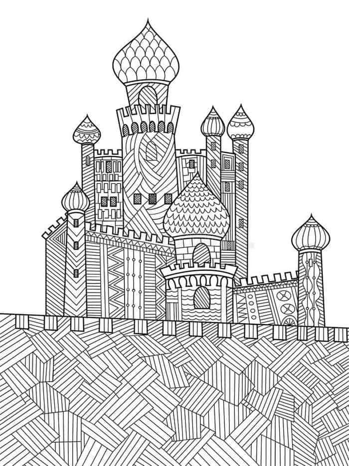 Coloring Castle Mandala Pages