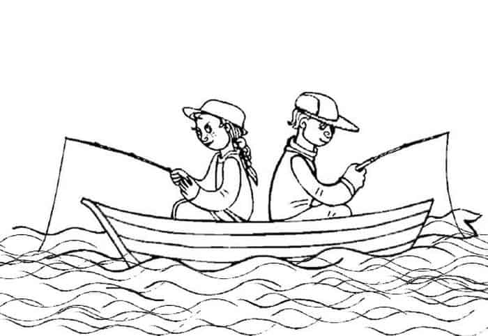 Father And Daughter Fishing Coloring Pages