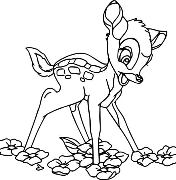 Flower Bambi Coloring Pages