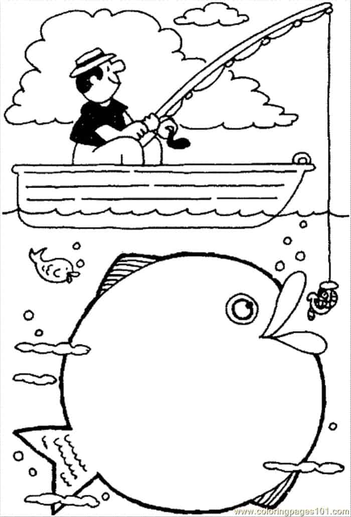 Free Printable Fishing Coloring Pages Grandfather