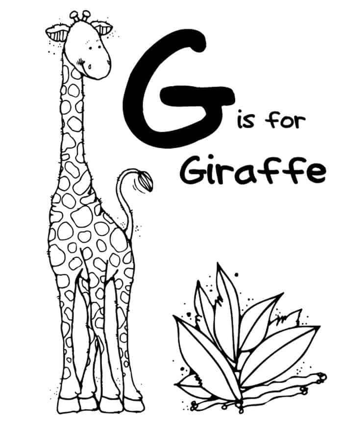 G Is For Giraffe Coloring Pages