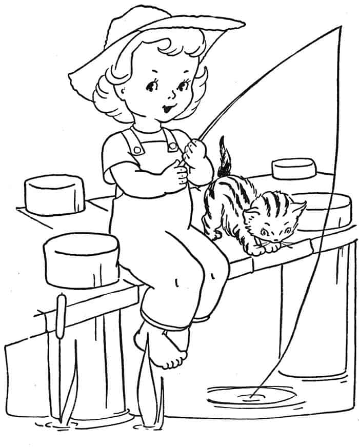 Girl Fishing Coloring Pages