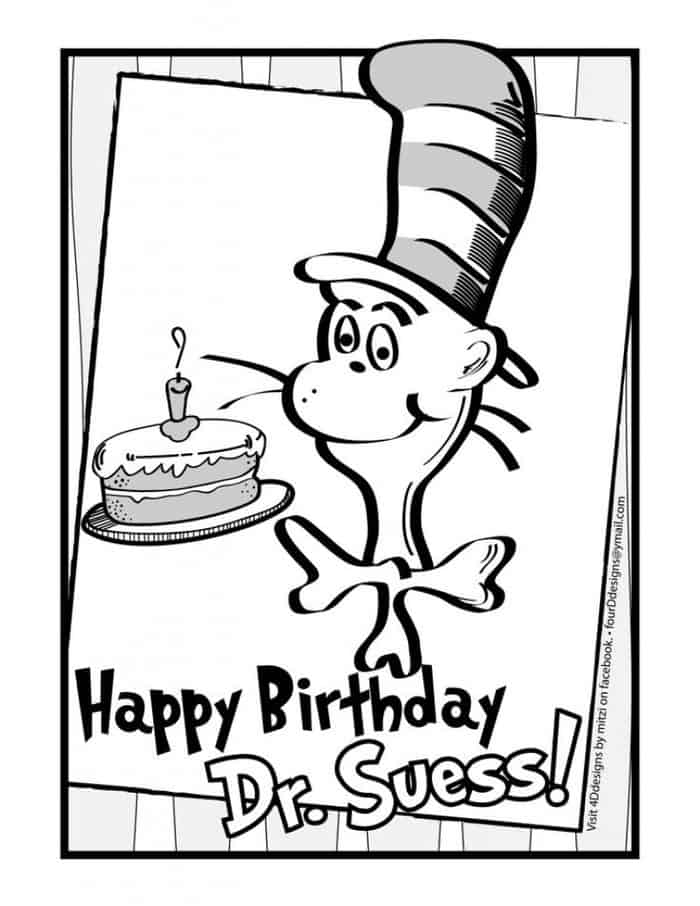 Happy Birthday Dr Seuss Coloring Pages
