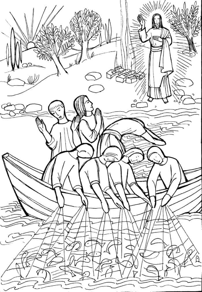 Jesus Fishing With His Disciples Coloring Pages
