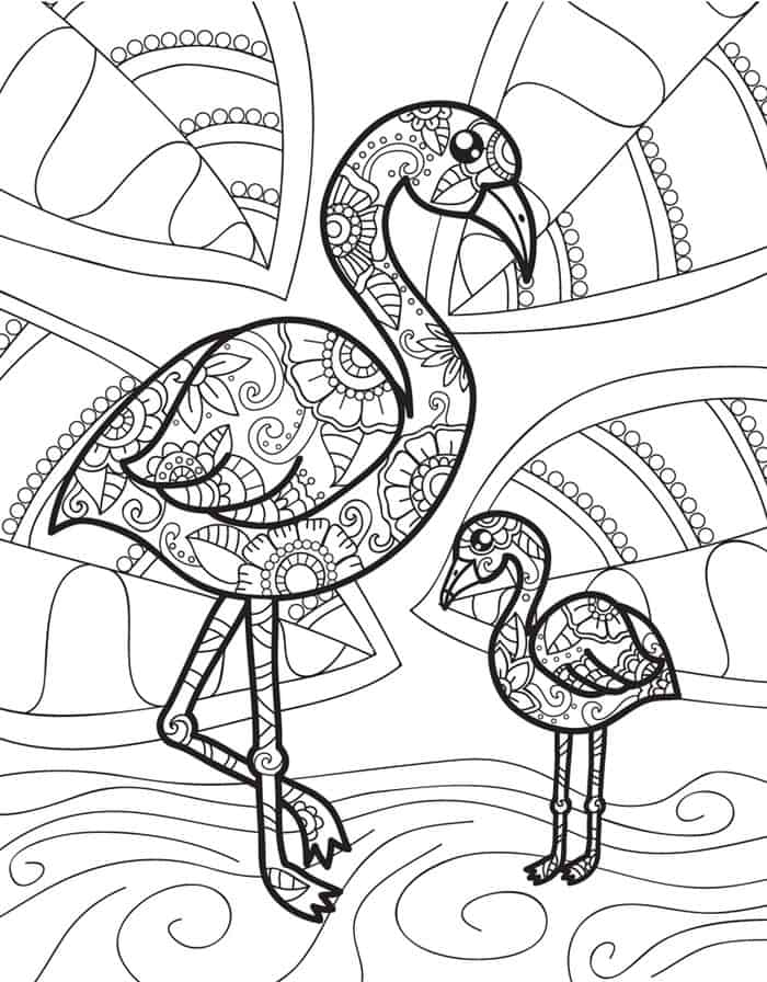 difficult adult coloring pages flamingo