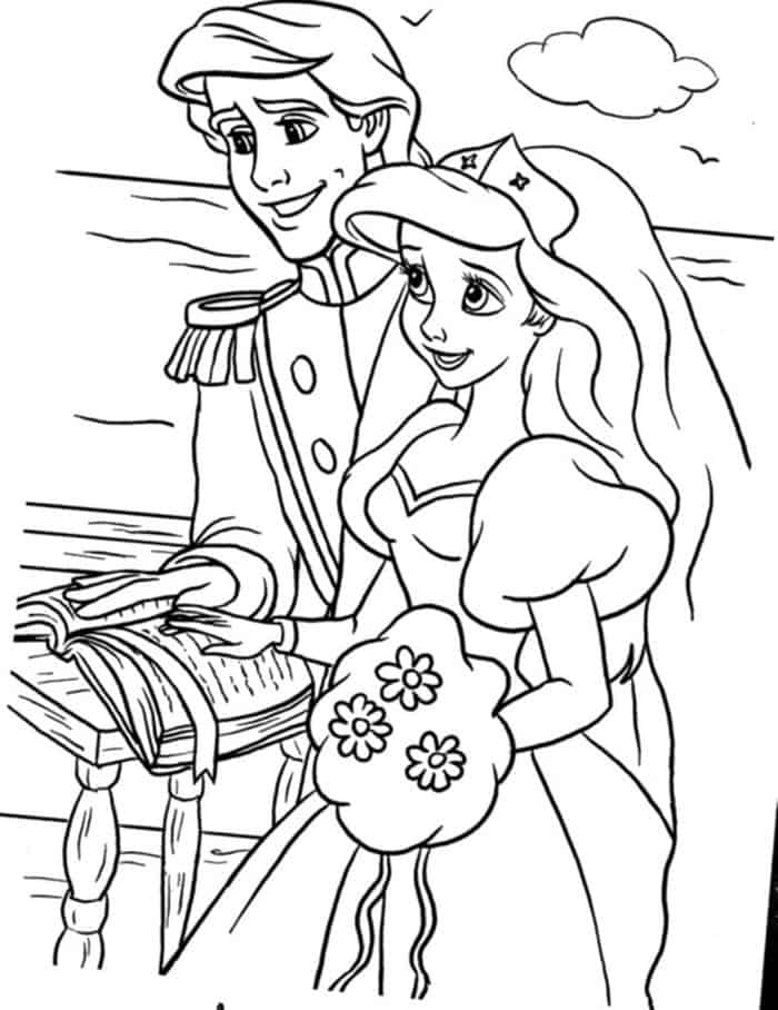 Ariel And Eric And Melody Coloring Pages