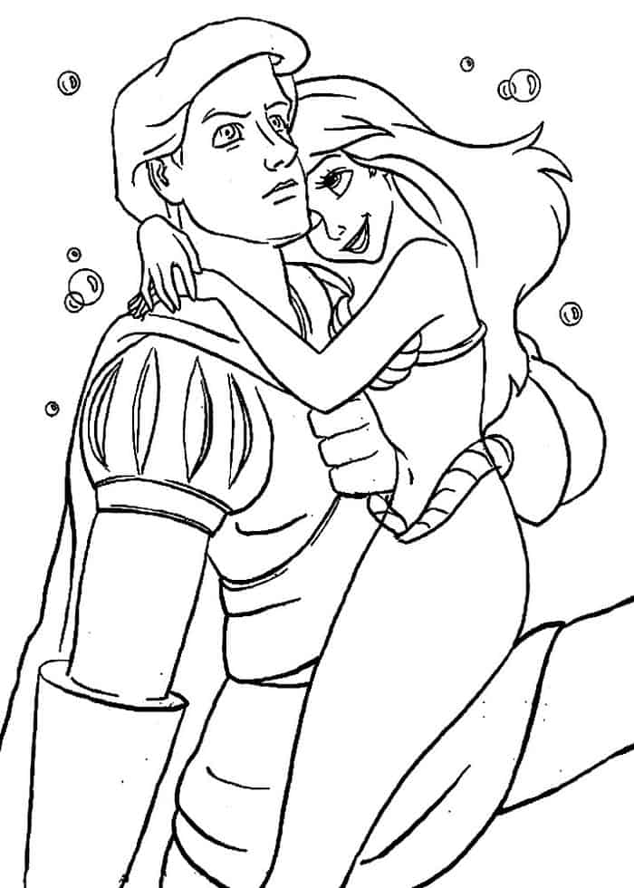Ariel And Prince Eric Coloring Pages