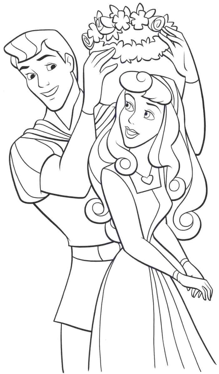 Aurora Disney Princess Coloring Pages With Prince