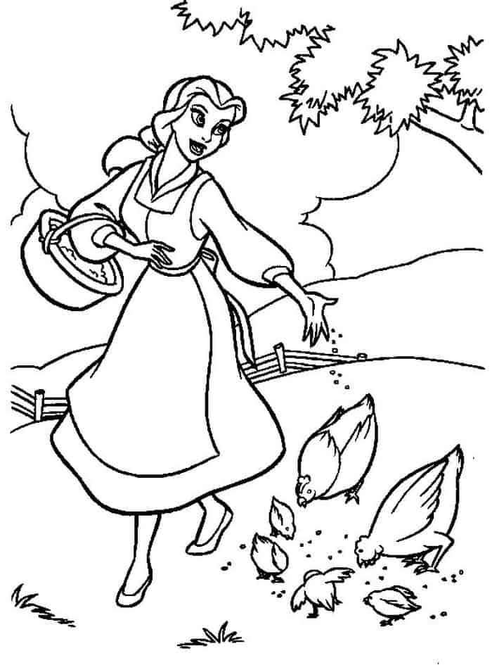 Belle Looking At The Ros Coloring Pages