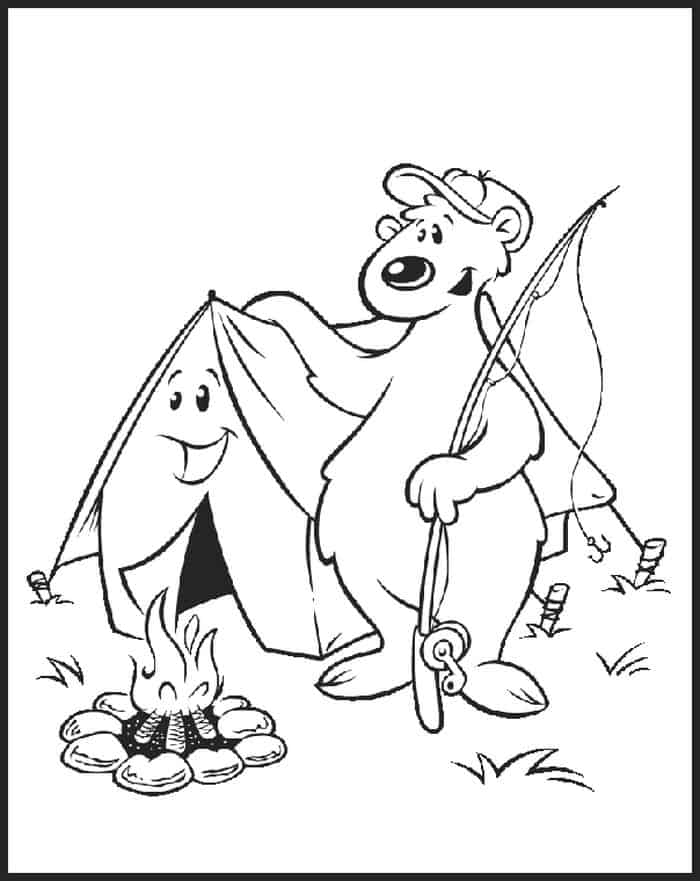 Camping Bear Coloring Pages