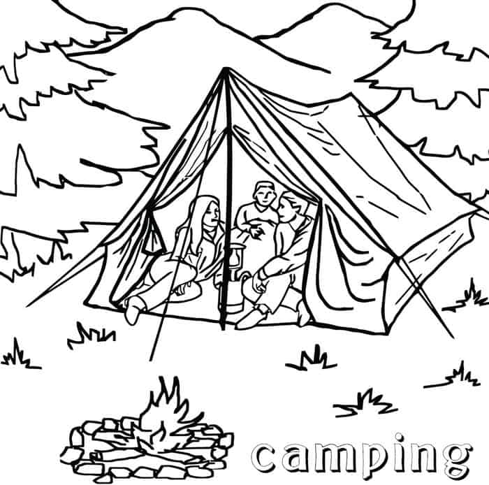 Camping Family Coloring Pages