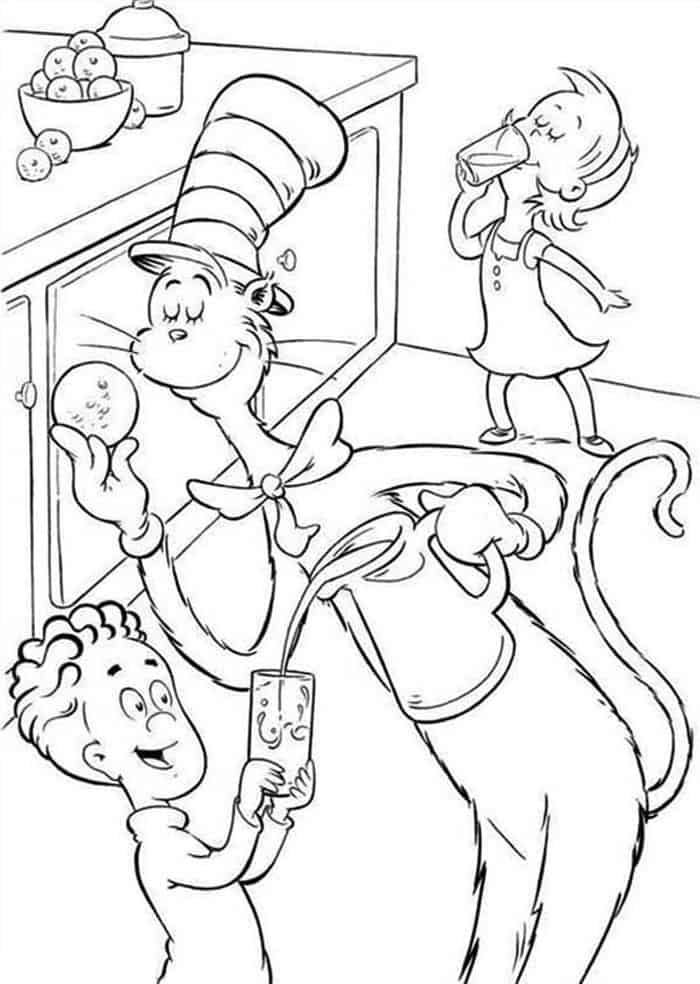 Cat In The Hat Birthday Coloring Pages