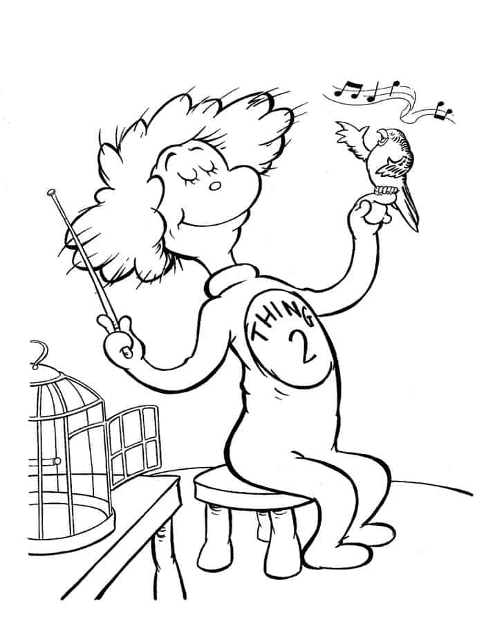 Cat In The Hat Of Thing One Coloring Pages