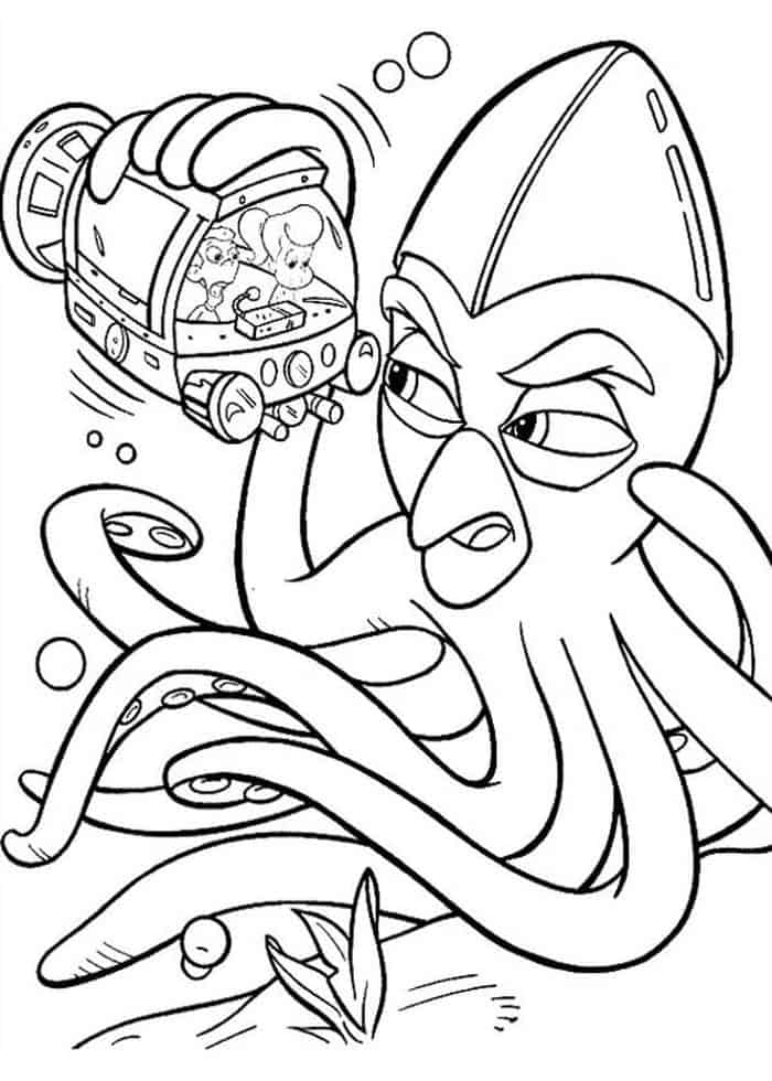 Coloring Book Pages Giant Octopus