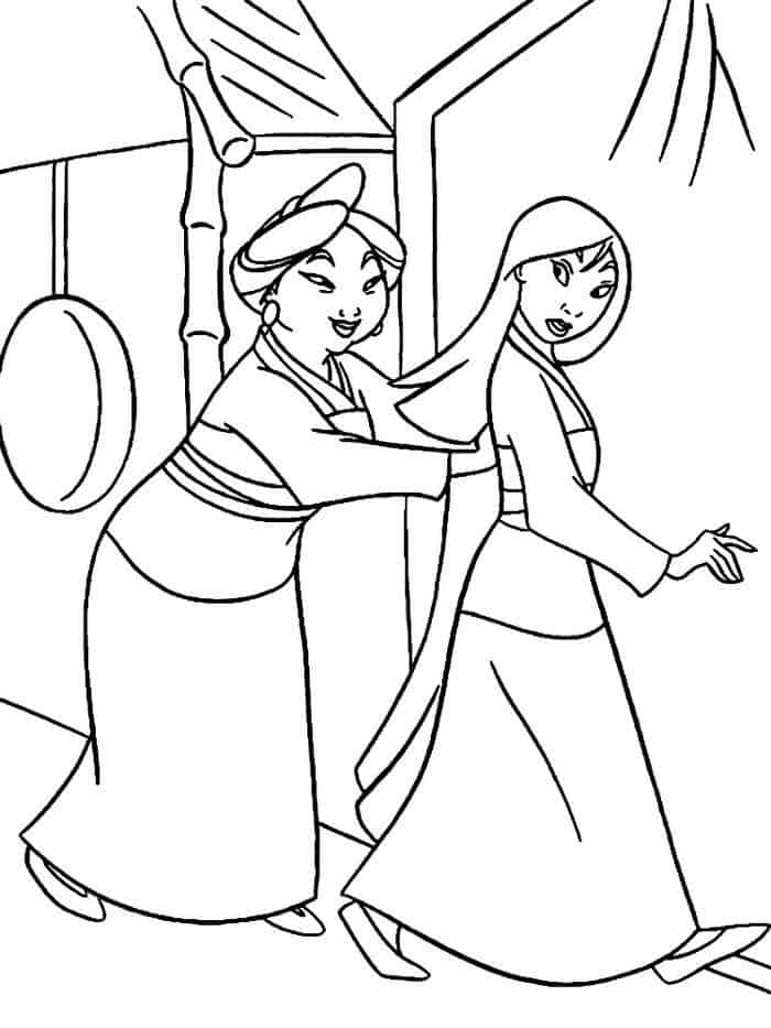 Coloring Pages Characters Mulan With The Matchmaker From Mulan