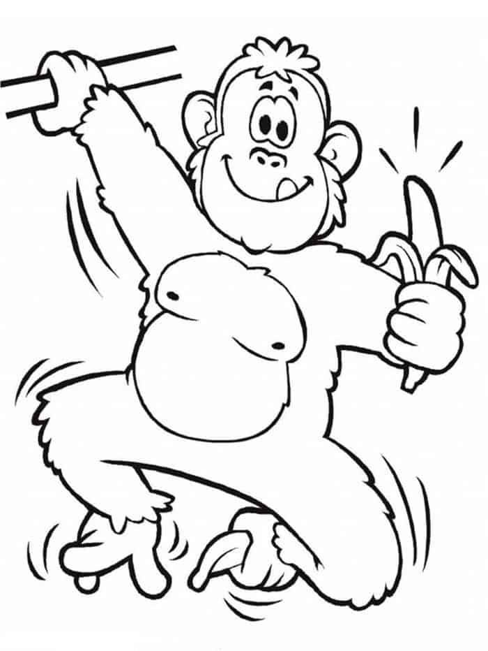 Coloring Pages Monkeys Gorilla In A Tree