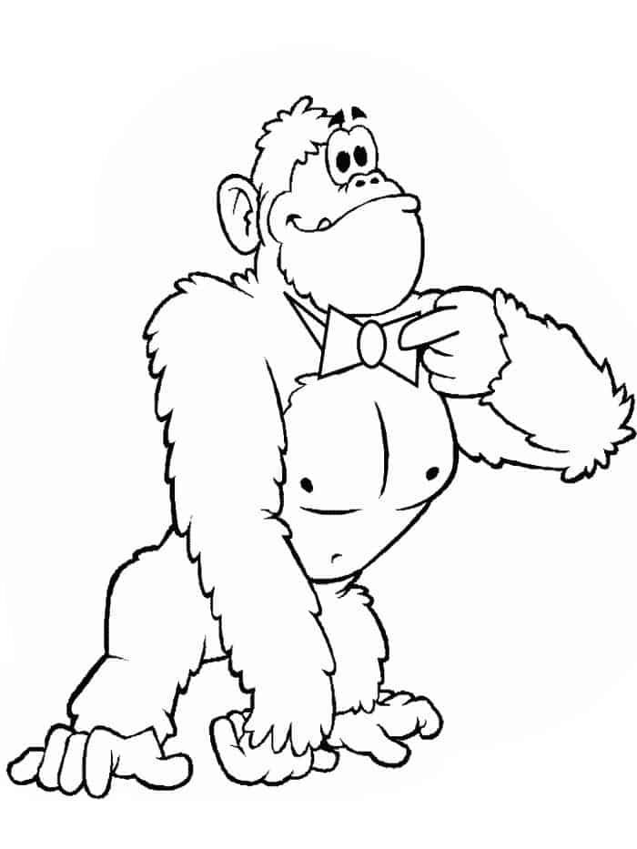 Coloring Pages Of Gorilla Smaller Shape 1