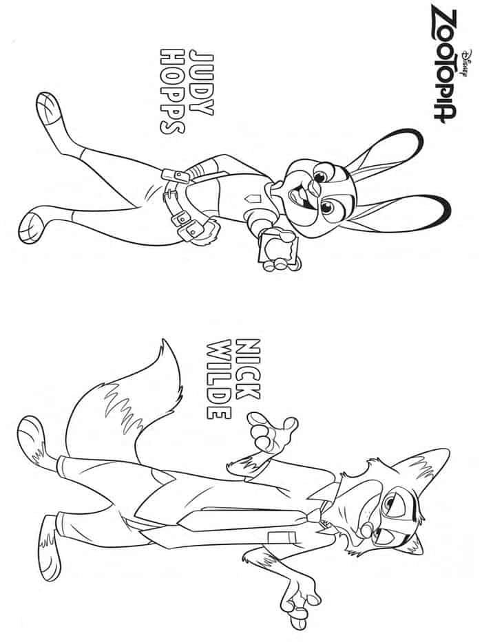 Coloring Pages Zootopia Nick Judy