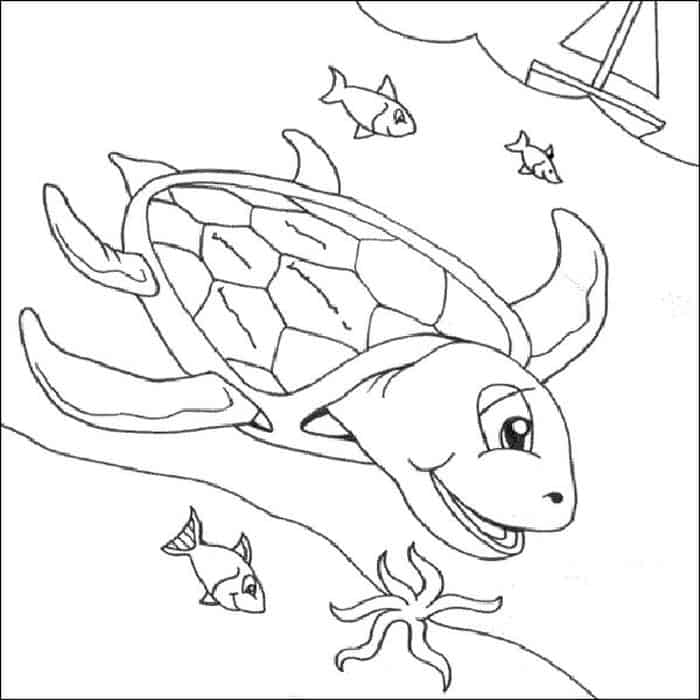 Crush And Squirt Sea Turtle Coloring Pages