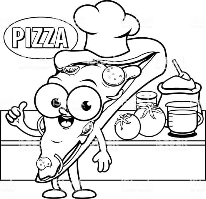 Cute Pizza Coloring Pages