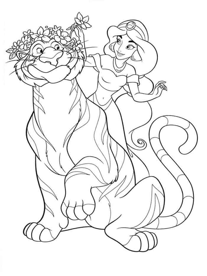 Disney Coloring Pages Jasmine And Tiger