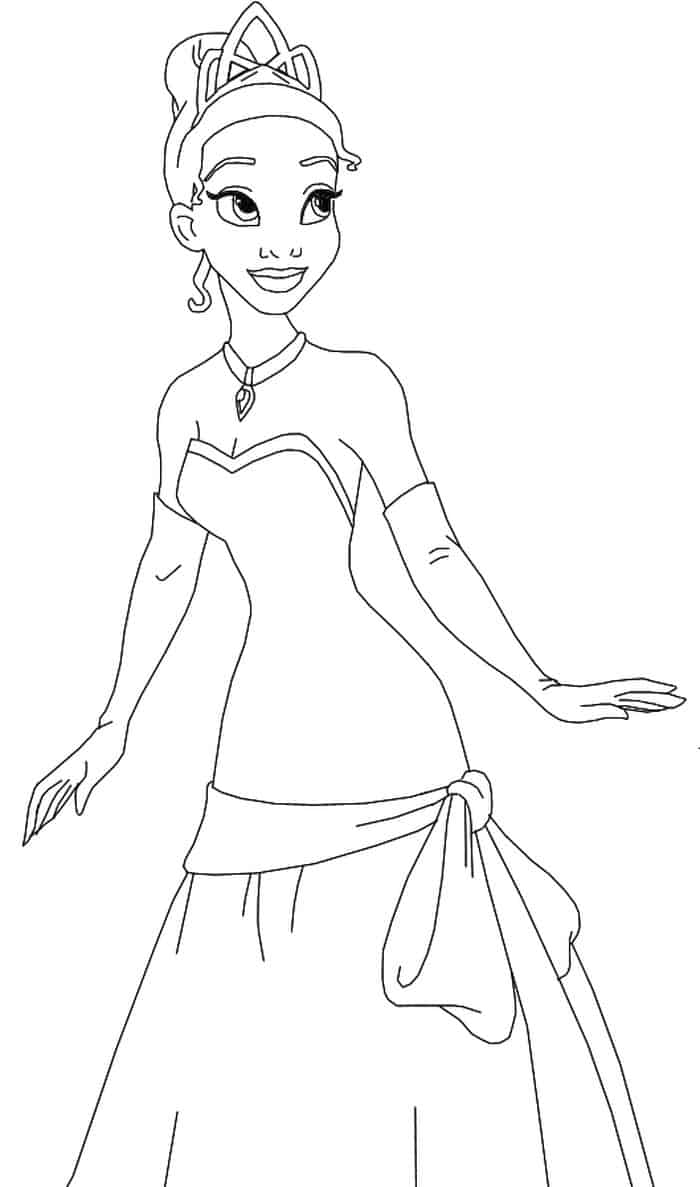 Disney Coloring Pages Tiana Yellow Dress
