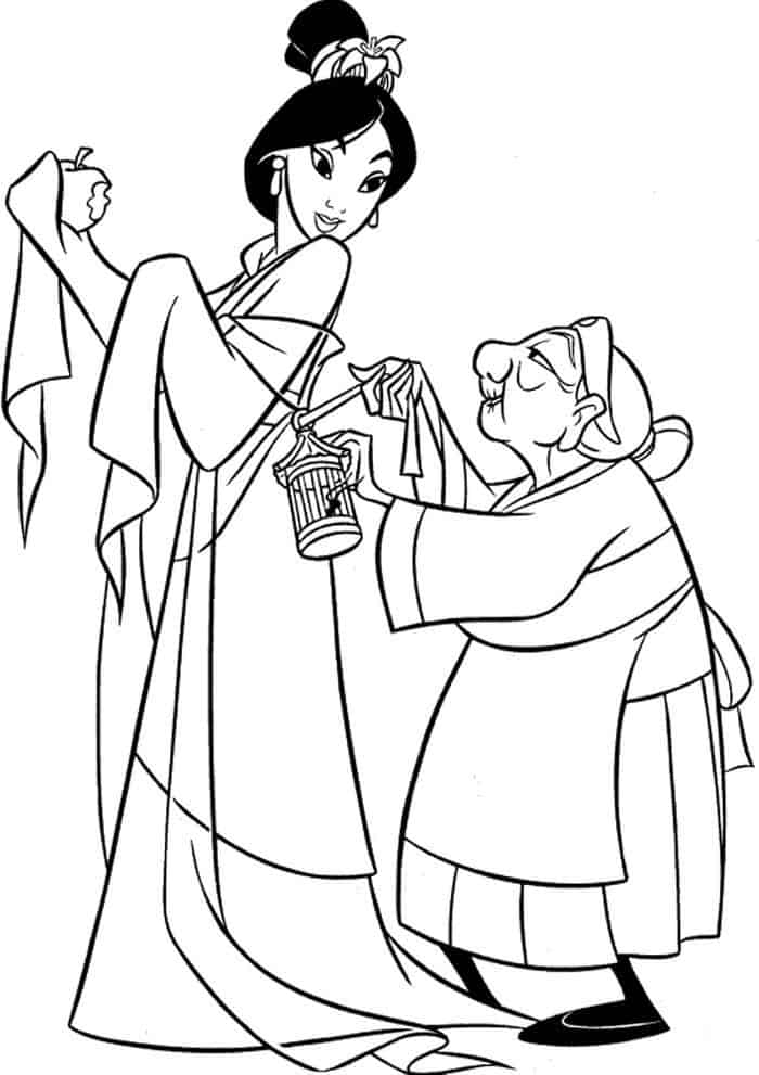 Disney Princess Coloring Pages Mulan Printable Whtie Background