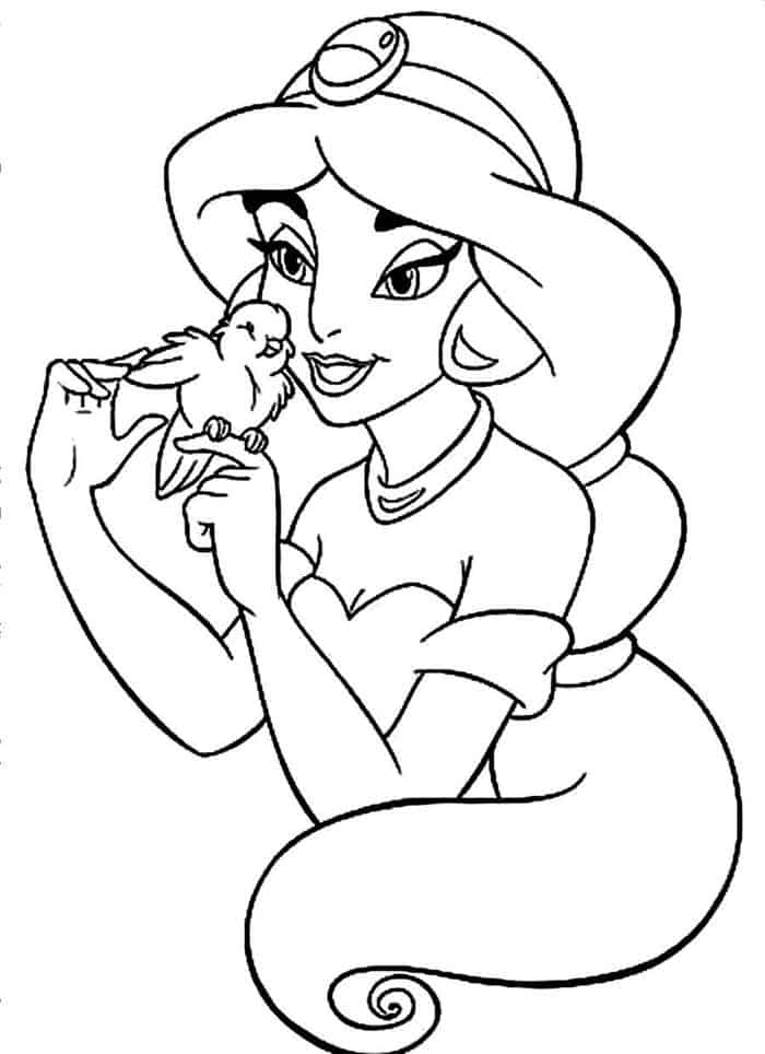 Disney Princess Jasmine Wearing A Dress Coloring Pages