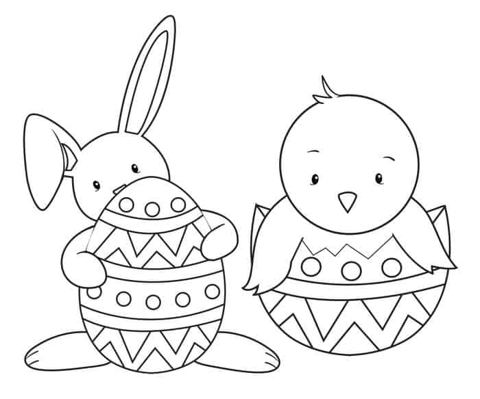 Easter Bunny Chick Coloring Pages