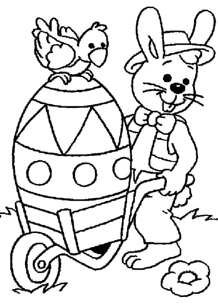 Easter Bunny Pulling Wagon Coloring Pages