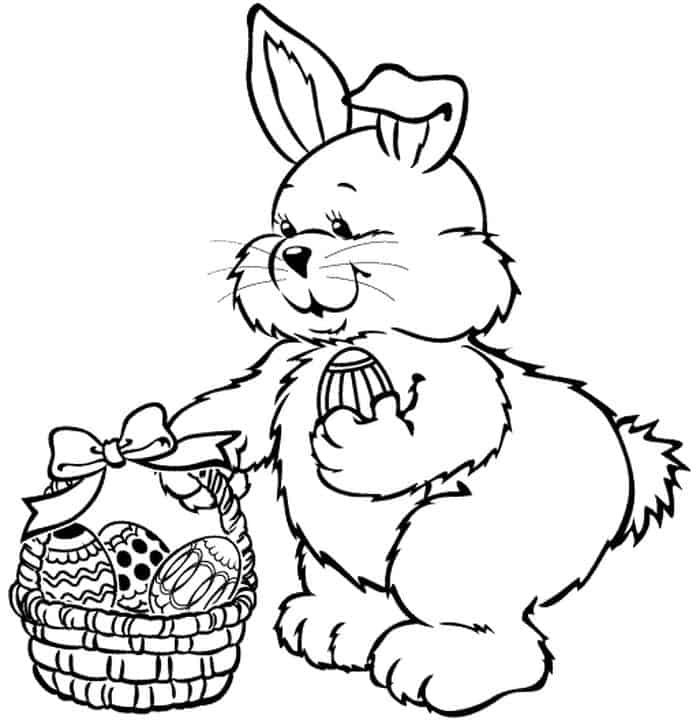 Easter Bunny With Basket Coloring Pages