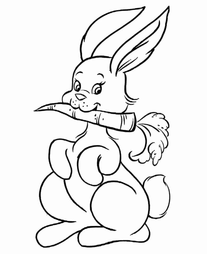 Easter Bunny With Carrot Coloring Pages East To Color