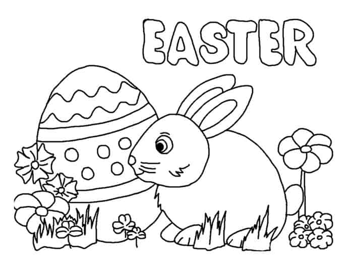 Easter Bunny With Egg Coloring Pages