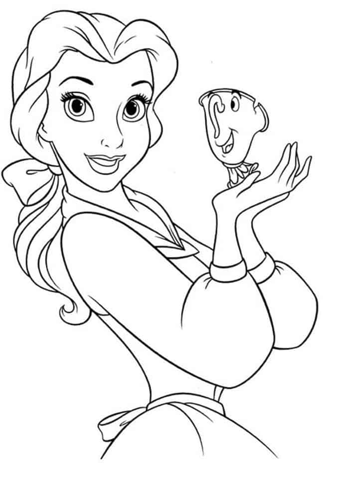 Easy Princess Belle Coloring Pages