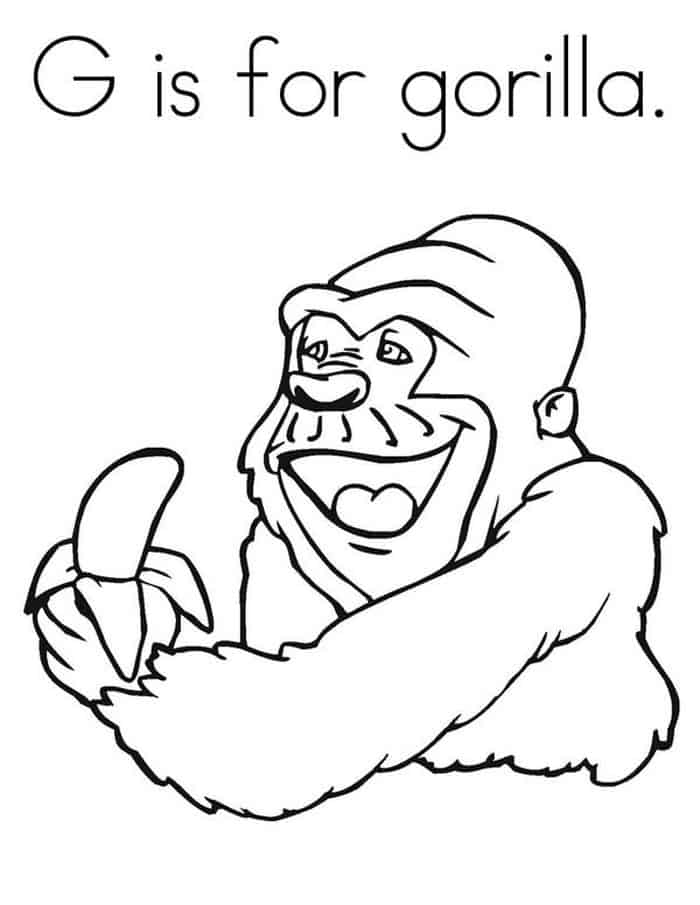 Gorilla Eating Coloring Pages