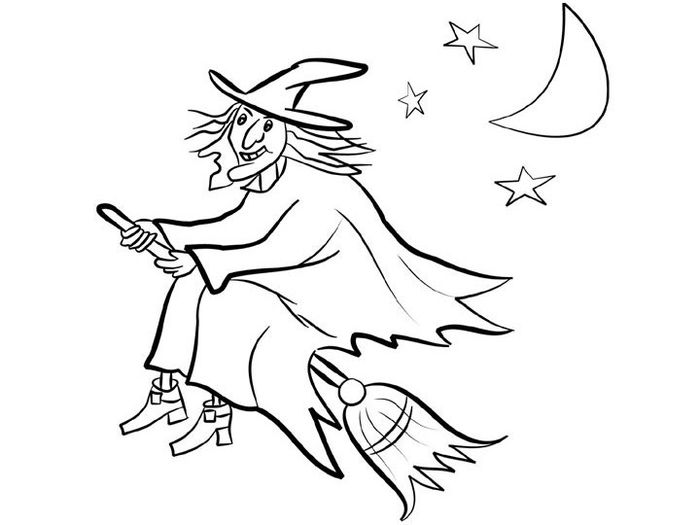 Halloween Coloring Pages Witch On A Broom
