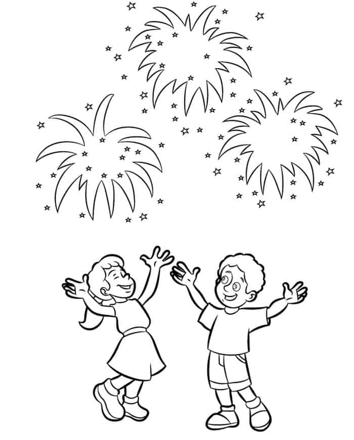 Happy Birthday Fireworks Coloring Pages Printable