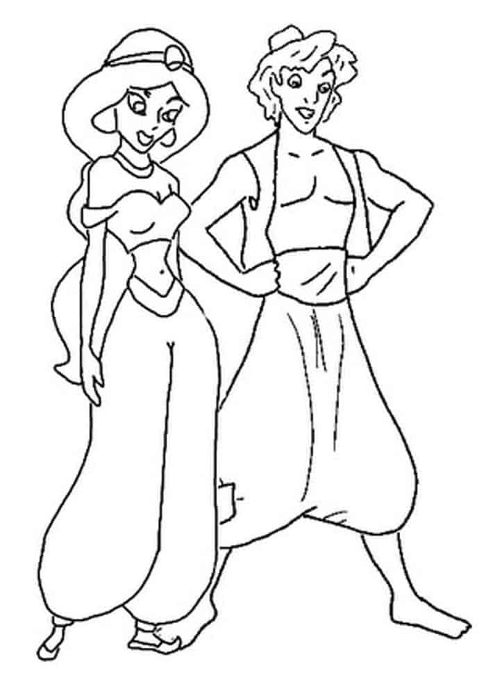 Jasmine And Aladdin Coloring Pages
