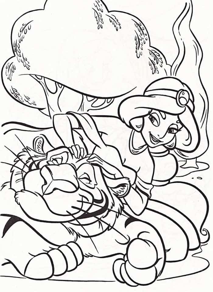 Jasmine And Lion Coloring Pages